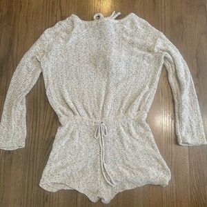 Free People FP Beach Long Sleeve Crochet Shorts Romper-Size Large